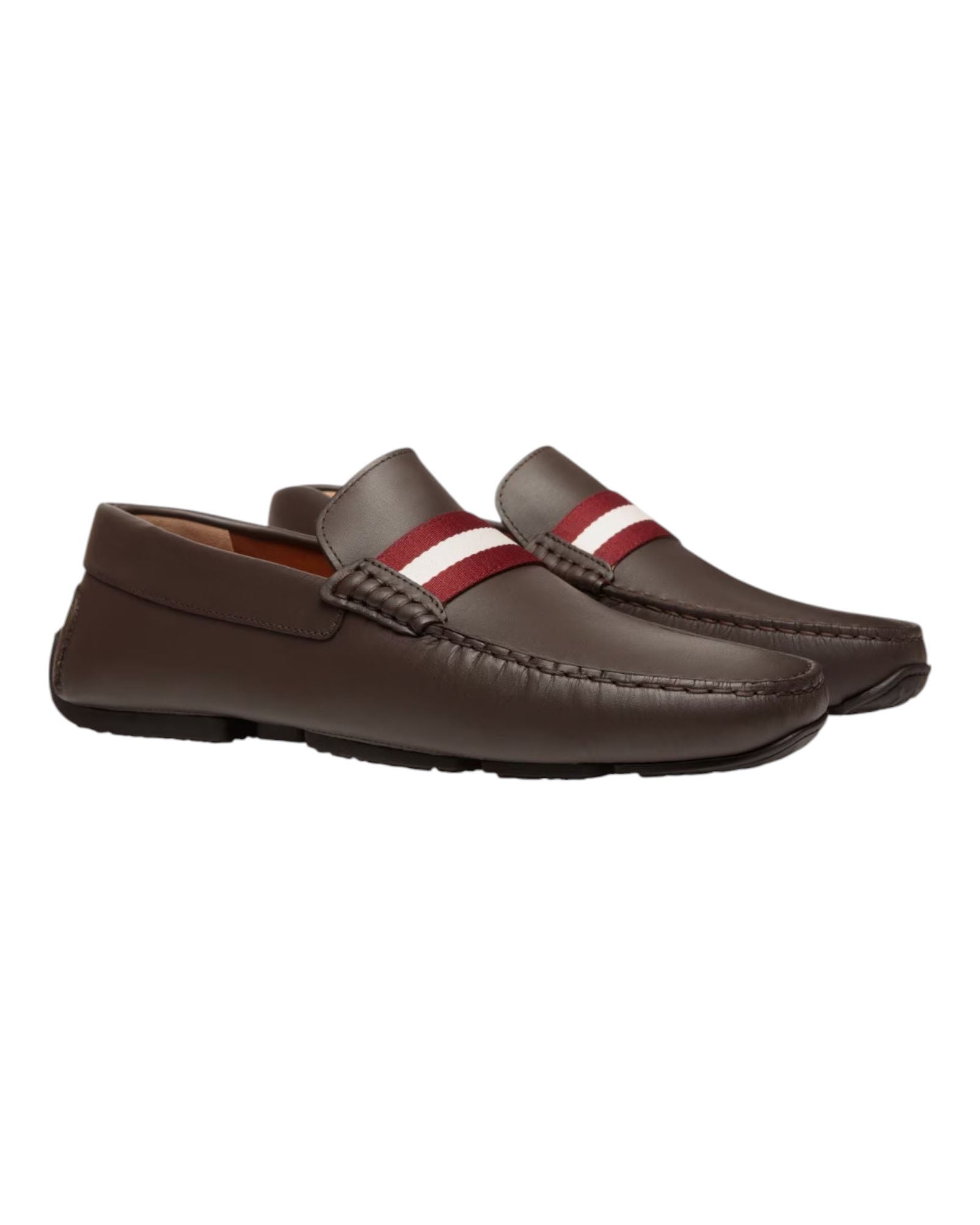 Bally Waltec 6230207 Мужские шоколадные гладкие кожаные лоферы — фото 3