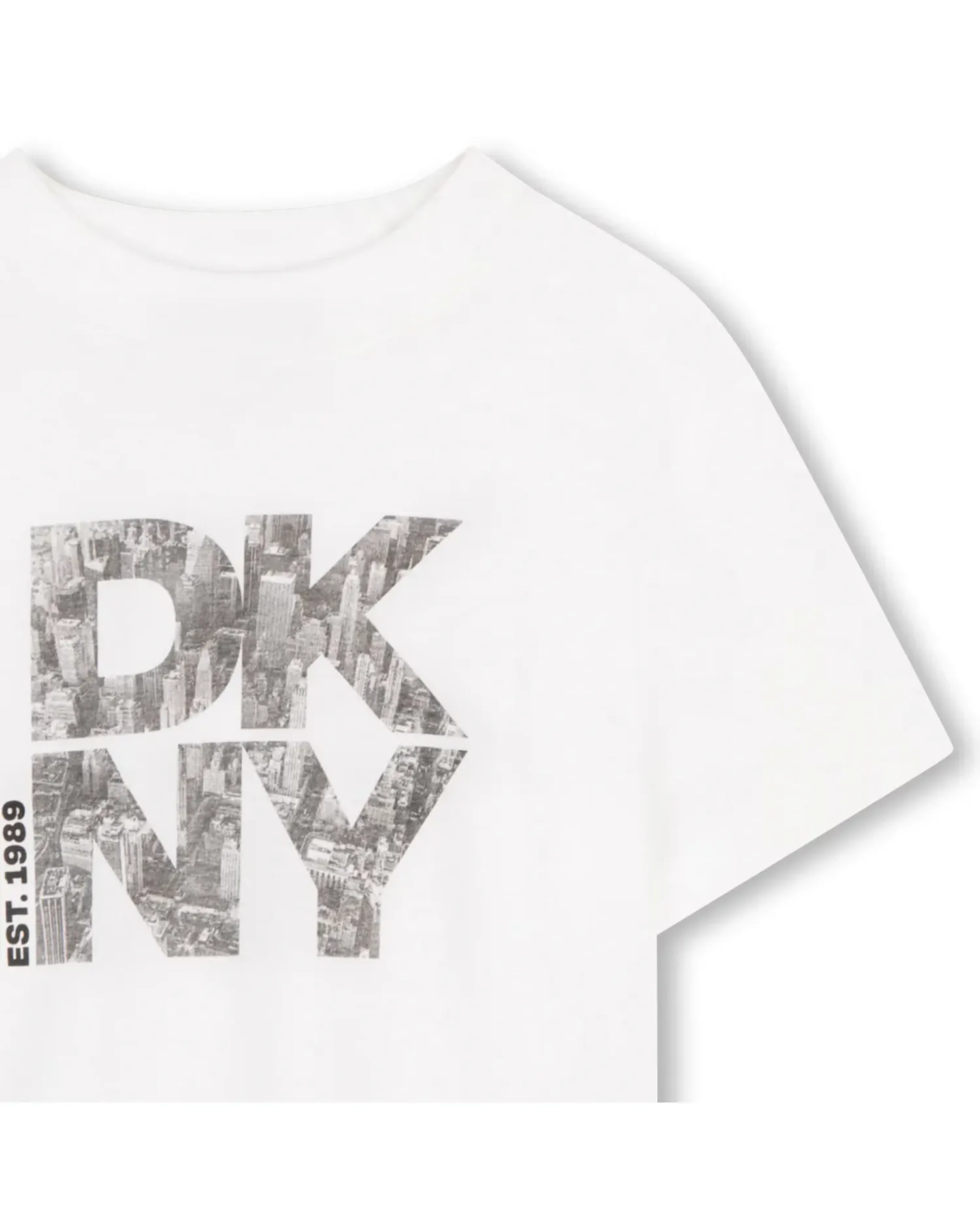 Детская хлопковая футболка с рисунком на передней части DKNY, белый — фото 3