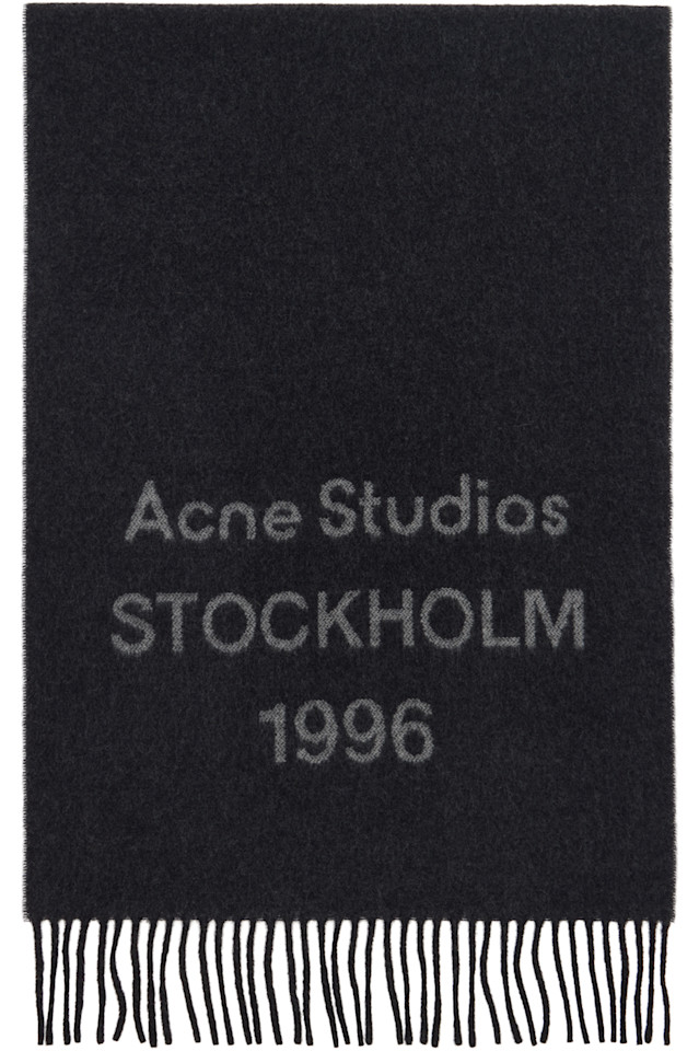 

Acne Studios Широкий шарф с серым логотипом