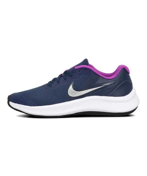 Детские кроссовки для мальчиков с принтом Tanjun NIKE, Midnight Blue Metallic Silver — фото 3