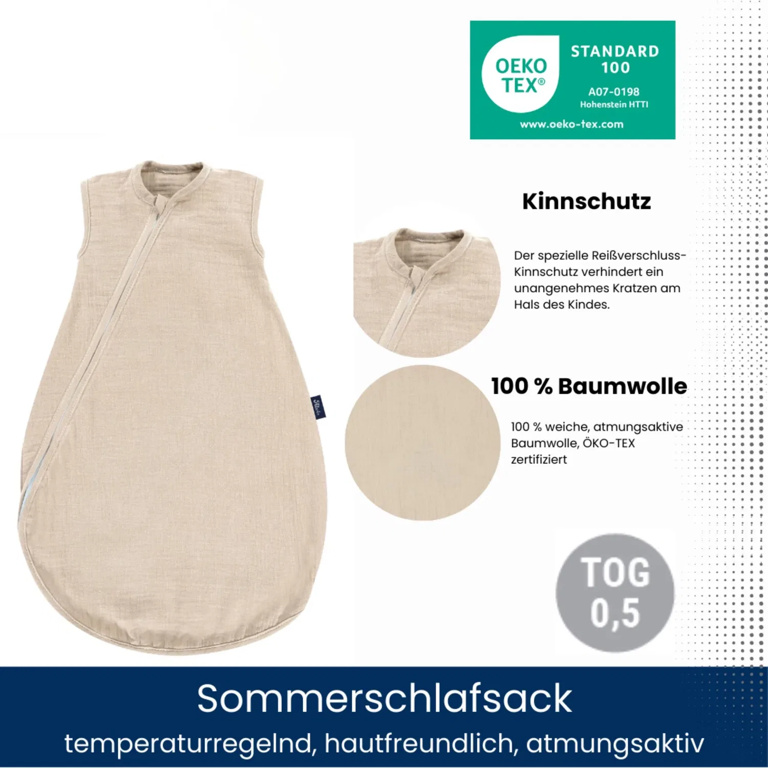 Спальный мешок из муслина летний Baby Mäxchen Sommertraum Alvi, натуральный — фото 4