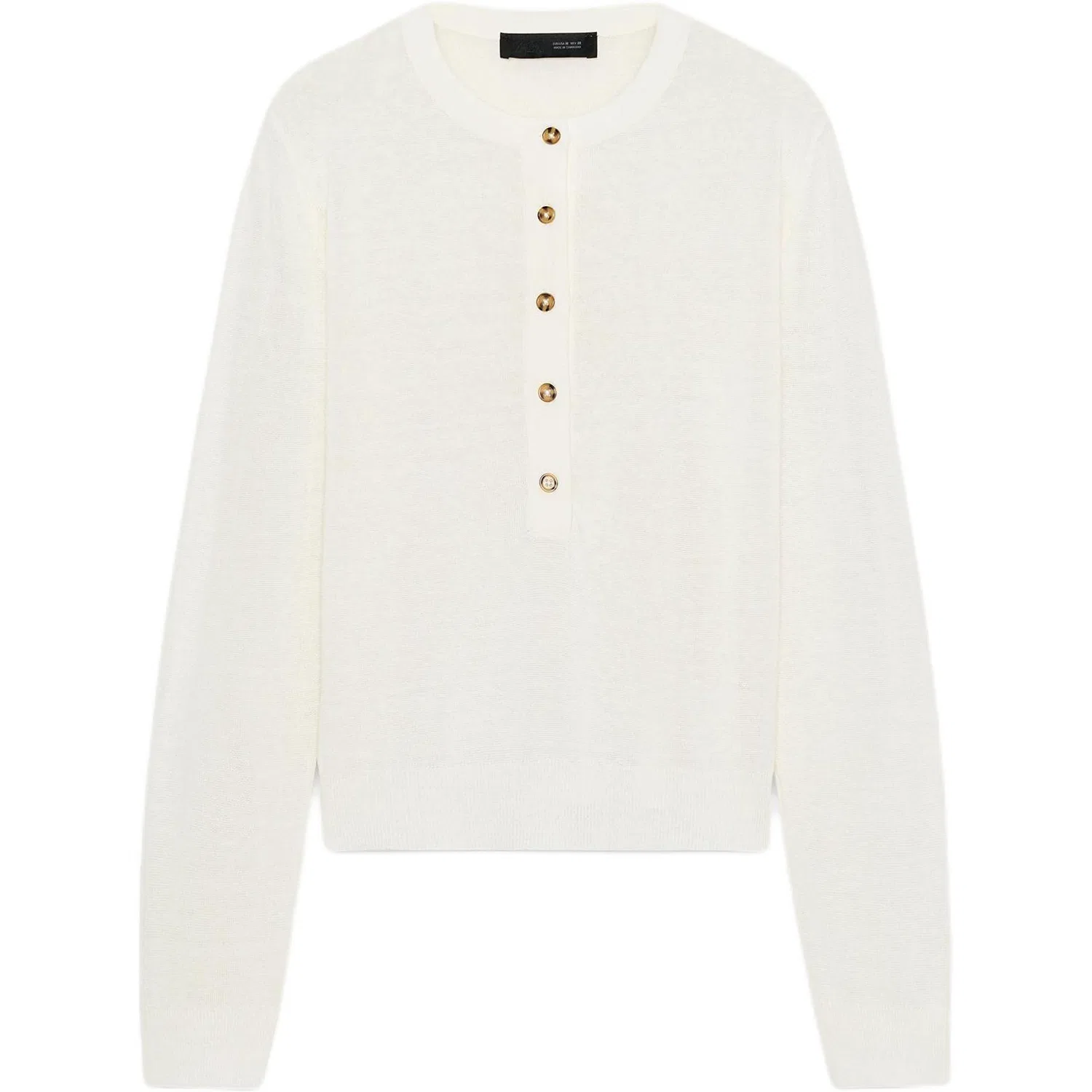 Женский свитер с круглым вырезом, белый, ZARA, Raw White