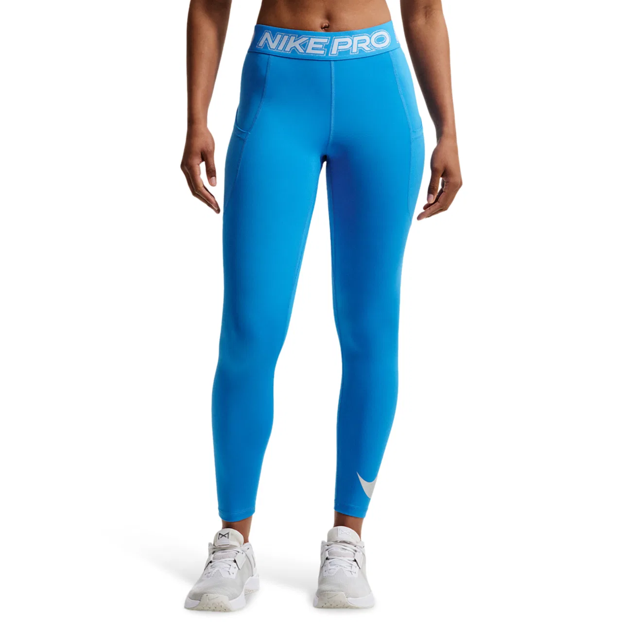 Женские леггинсы с технологией Dri-FIT Nike Pro Mid Rise 7/8 Tight, Lt Photo Blue/Matte Silver/Hydrogen Blue