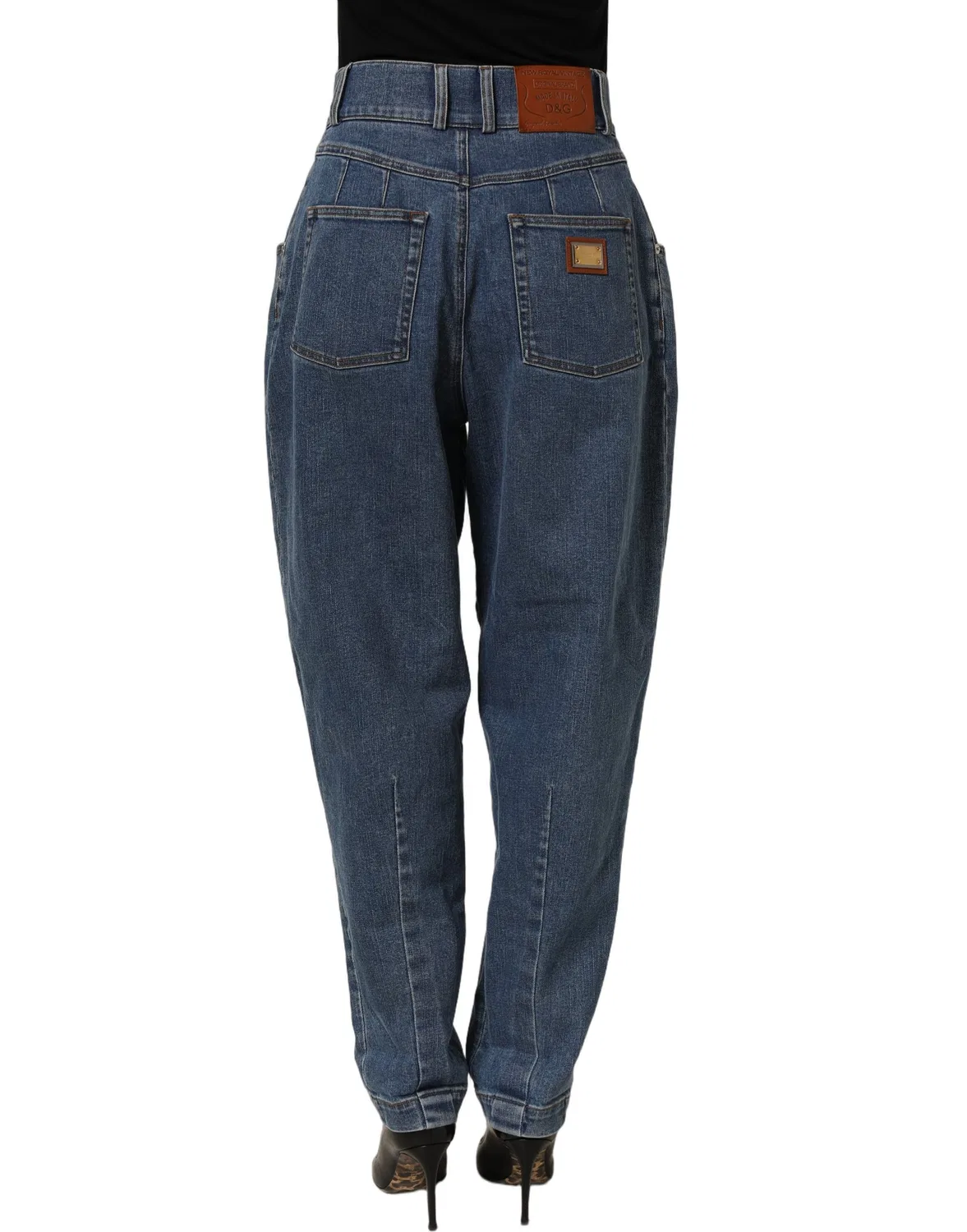 Женские джинсы с зауженным кроем Tapered Denim Dolce & Gabbana, Dark Blue — фото 4