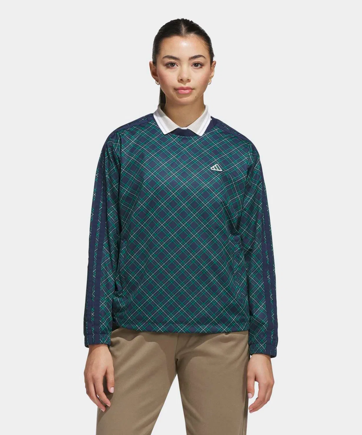 Женский пуловер с принтом в клетку Adidas Golf, Navy