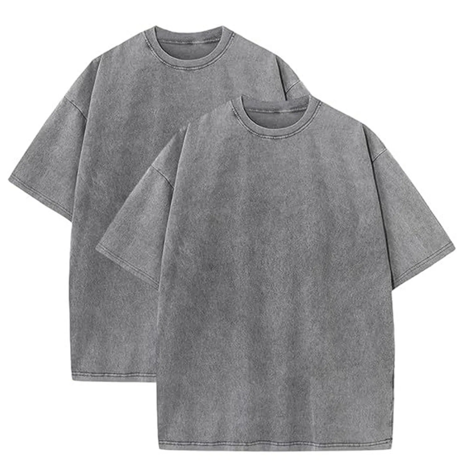 Мужские футболки с коротким рукавом, принт, Confezione da 2 magliette lavate con acido, Camicie Uomo Grigio+grigio
