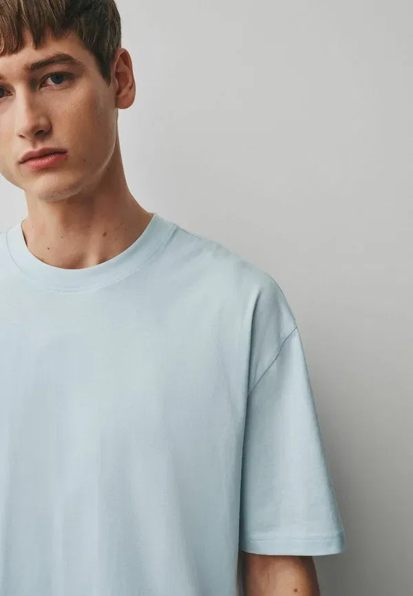 Футболка хлопковая Essential crew neck t-shirt relaxed fit, Next, Ice Blue, синий — фото 4