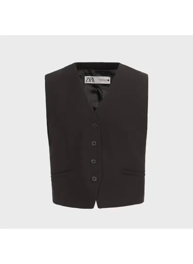 Костюм-жилет женский офисный Zara, черный — фото 2