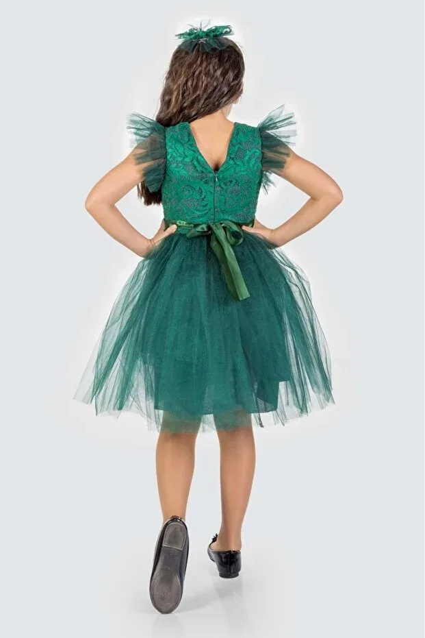 Детское платье для девочек кружевное Mnk Baby&Kids, Green — фото 2