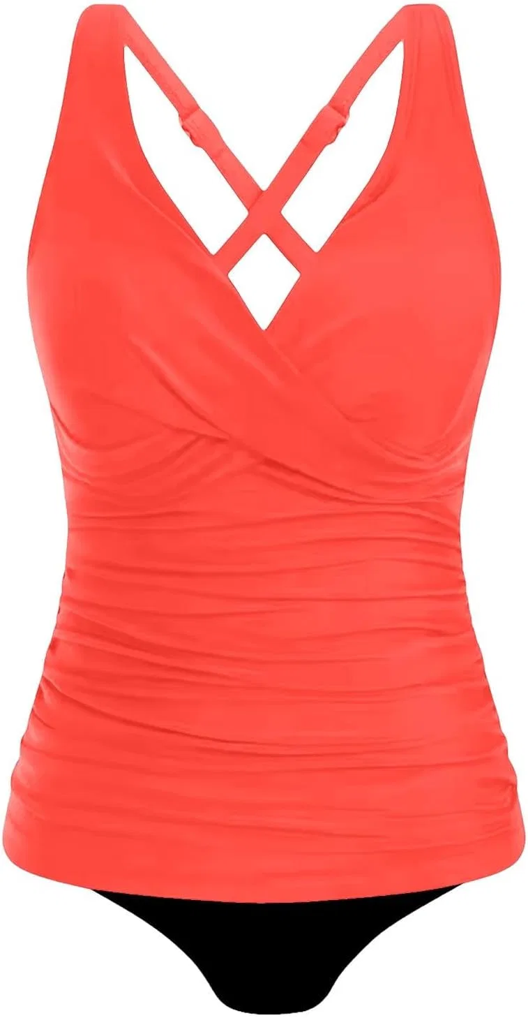 Женский танкини с шортами V-образным вырезом, Hot Pink — фото 4
