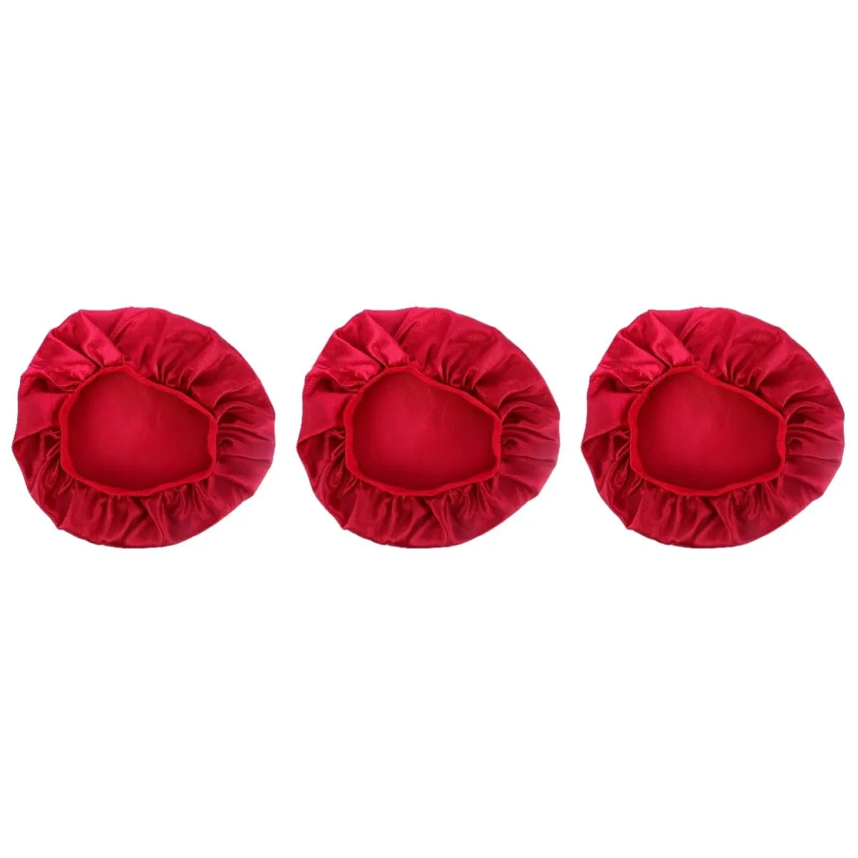 Шапочка для душа Satin с широким краем, Minkissy, 3 штуки, Бордовый