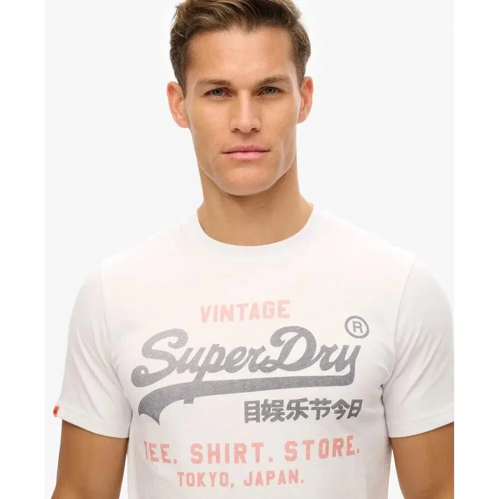 Мужская футболка с круглым вырезом Superdry VL Heritage Relaxed, Weiß — фото 4