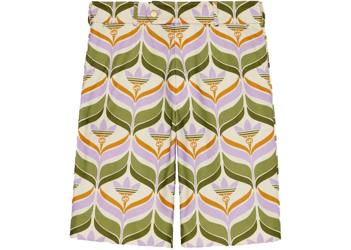Мужские шорты с принтом Trefoil Gucci, Green/Ivory