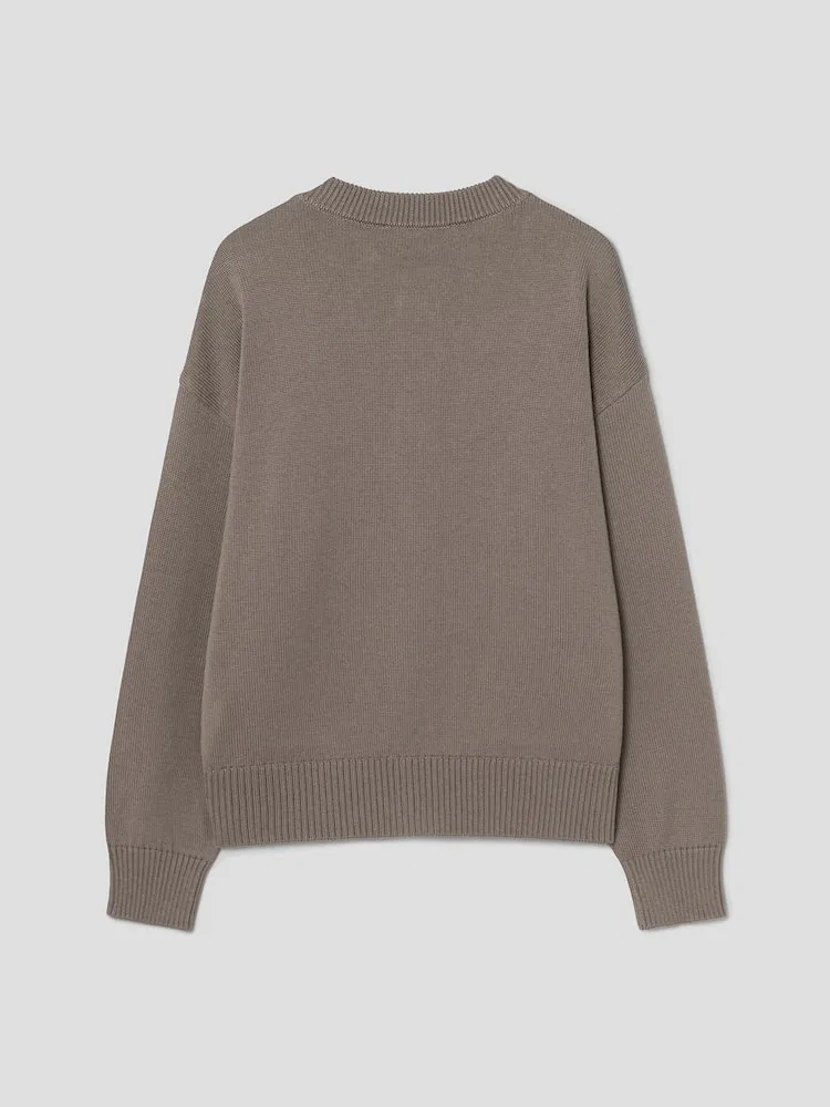Кардиган с круглым вырезом и контрастным логотипом Ami De Coeur AMI PARIS, Beige — фото 2