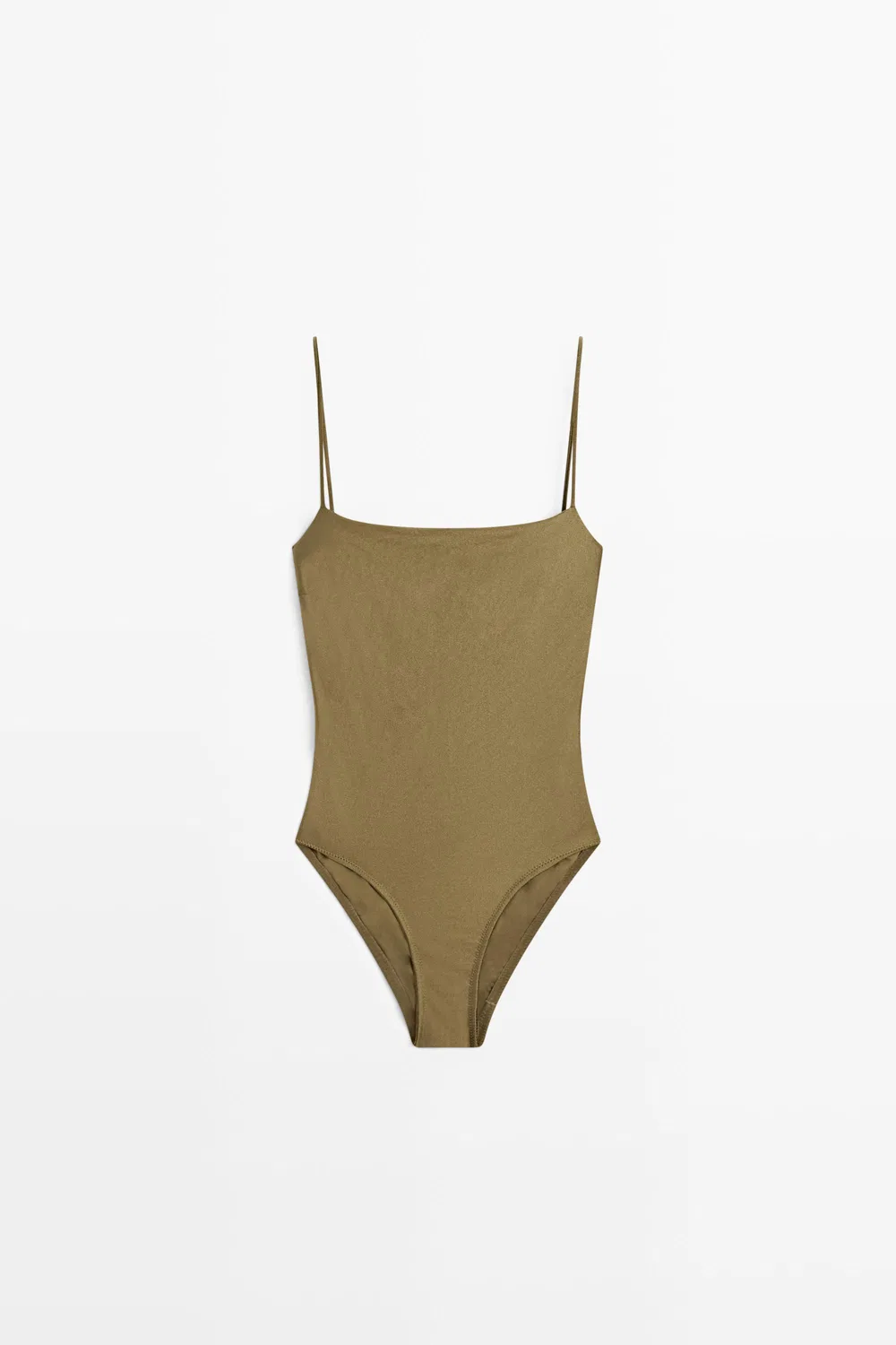 Купальник Massimo Dutti, с тонкими бретелями, хаки — фото 2