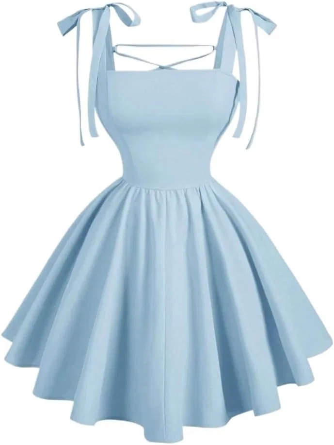 Женское летнее цветное платье-ками с запахом, Backless, Blue