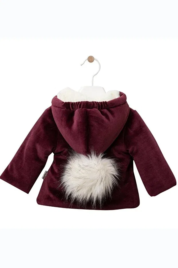 Детское пальто для девочек вельветовое 2.5 tog Babyhola, Burgundy — фото 3