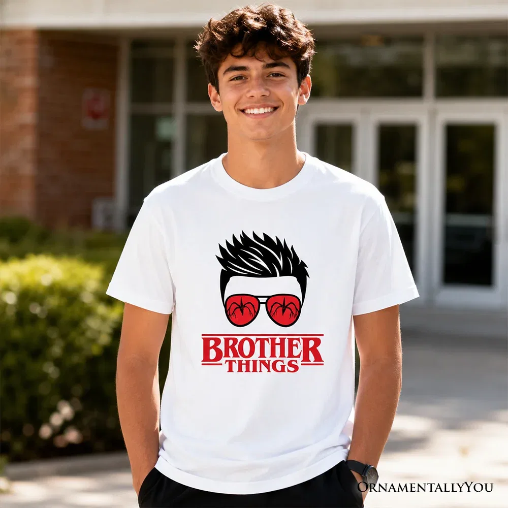 Детская футболка для мальчиков с принтом Brother Things Retro OrnamentallyYou, White — фото 2