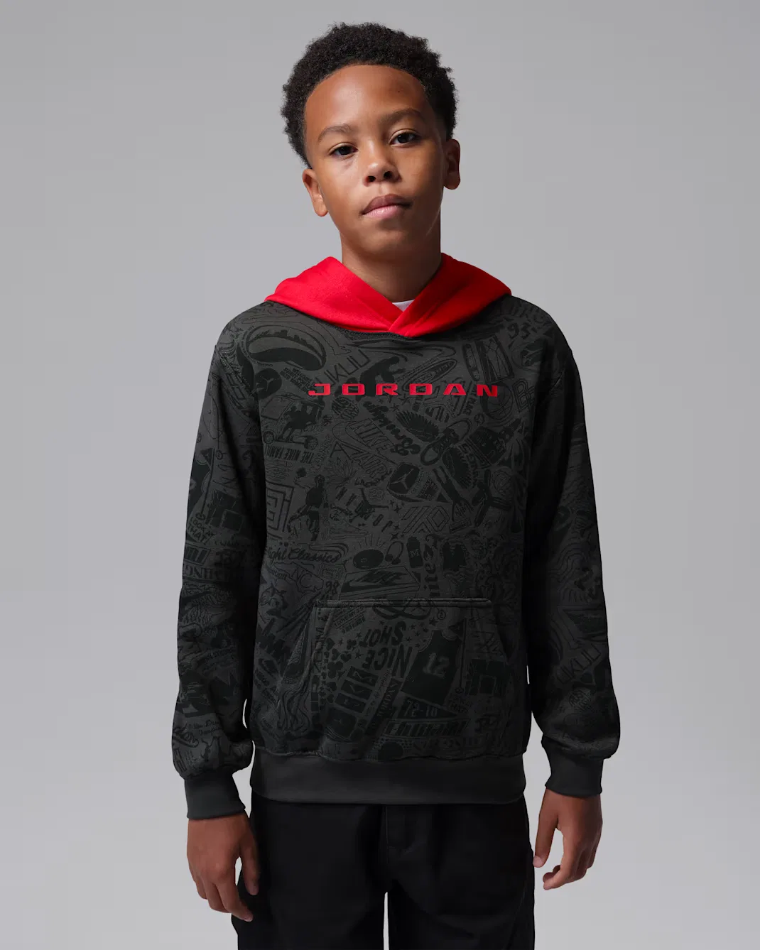 Детская толстовка с принтом "Бруклин" Jordan, Dark Smoke Grey