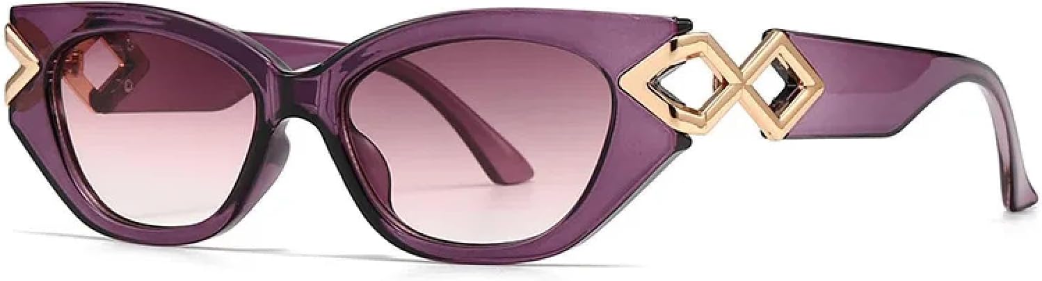 

Роскошные винтажные солнцезащитные очки «кошачий глаз» для женщин и мужчин в стиле панк, классические, с заклепками, металлической цепочкой, сексуальные, с защитой от УФ-излучения UV400 TYUVIVO, Purple