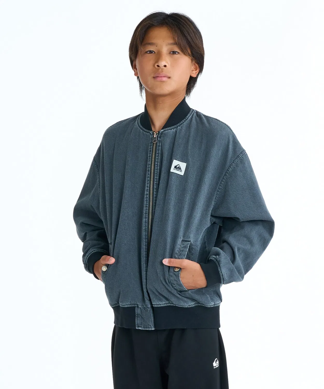 Детская куртка-блузон с джинсовой отделкой, свободного кроя Quiksilver, Grey — фото 2