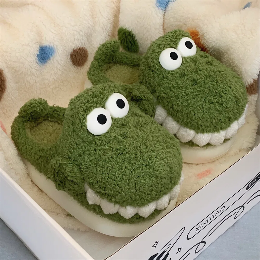 Детские домашние тапочки с принтом, Grass Green, модель Fun Big-Eyed Crocodile, XIXITIAO — фото 4