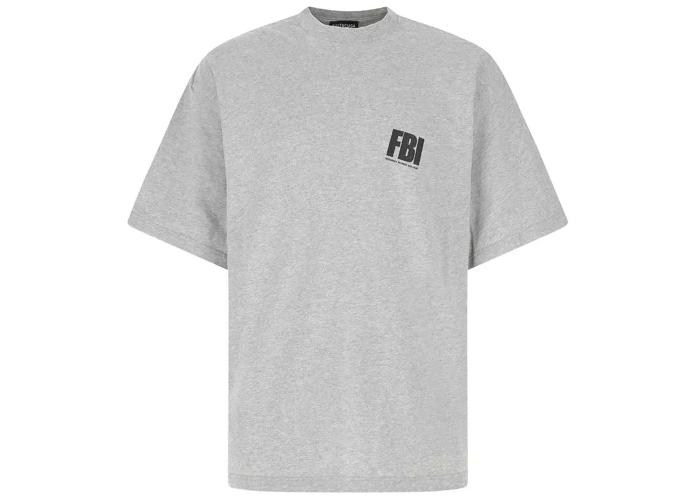 Мужская футболка с принтом Balenciaga FBI Print T-Shirt, Grey/Black