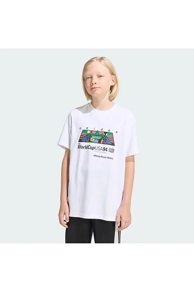 Детская футболка для девочек с принтом Loose Graphic Kids T-Shirt Adidas, White