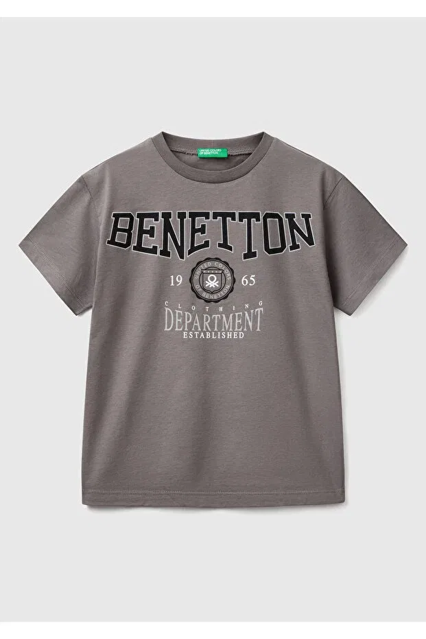 Детская футболка для мальчиков с принтом Benetton Logo Printed, United Colors Of Benetton, Anthracite