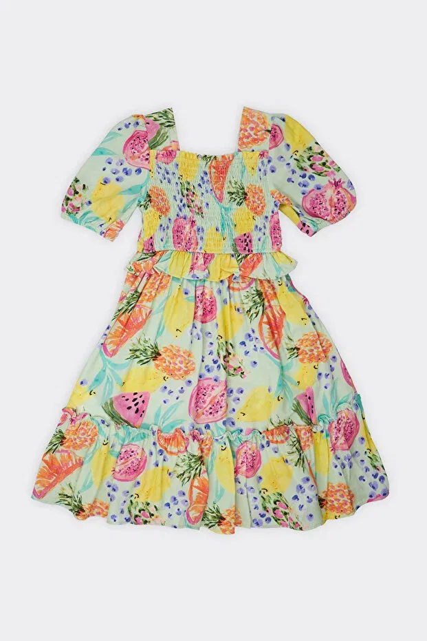 Детское платье для девочек с принтом Fruit patterned Mint Panço, 025-Mint — фото 3