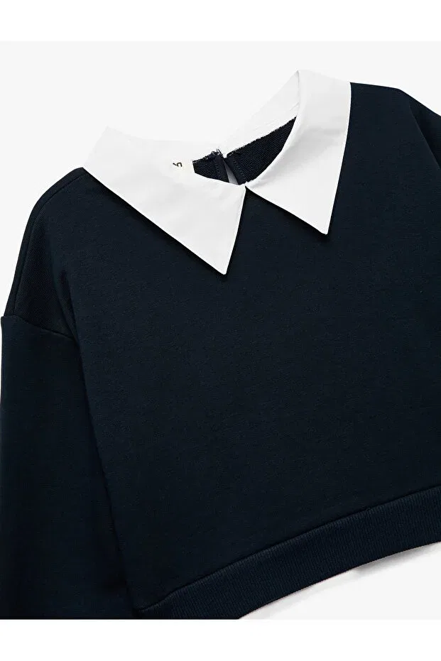Детские свитшот для девочек с длинным рукавом Koton, Navy Blue — фото 3