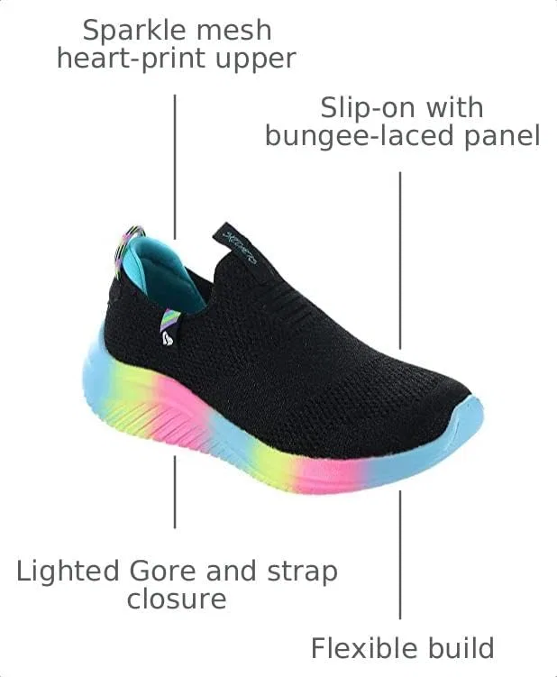 Детские кроссовки для девочек с цветным принтом Ultra Flex 3.0-Color Joy Skechers, Black/Multi — фото 3