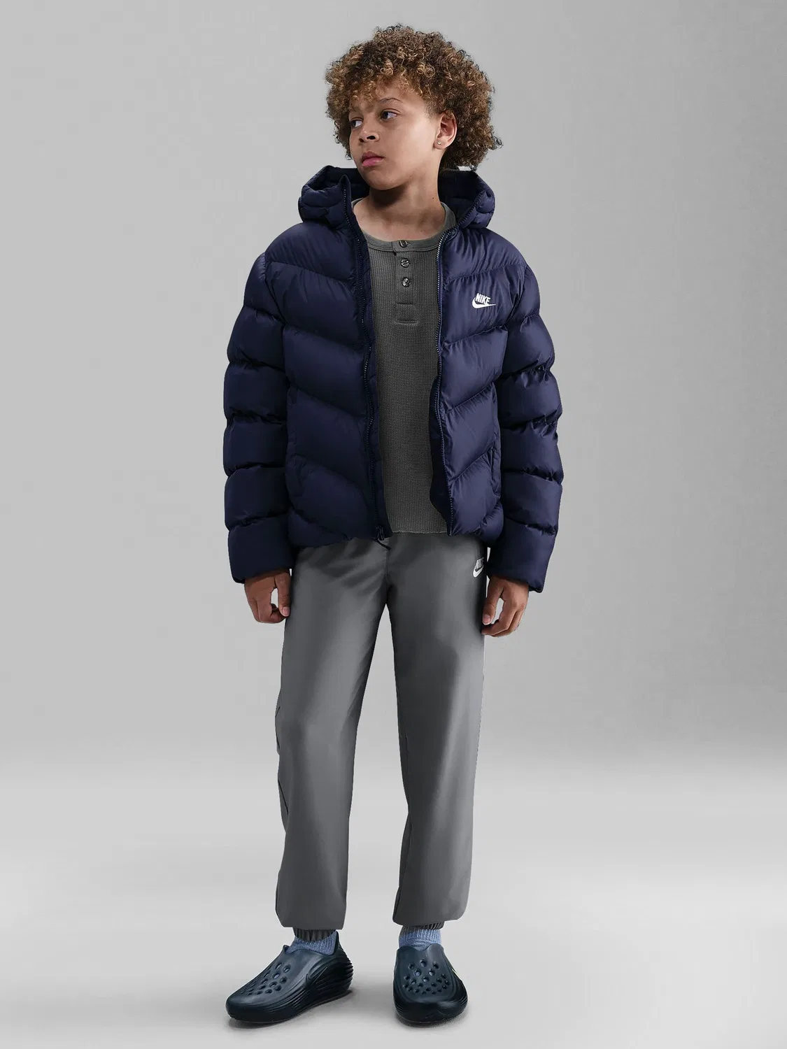 Пуховик с утеплителем, свободный крой Nike Sportswear All Day Play Big Kids' Therma-FIT Nike, темно-синий