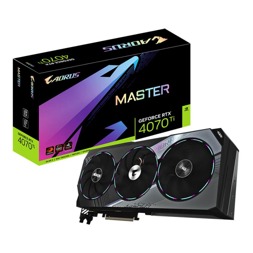 

Видеокарта Gigabyte Aorus GeForce RTX 4070 Ti Master, 12 Гб, GV-N407TAORUS M-12GD