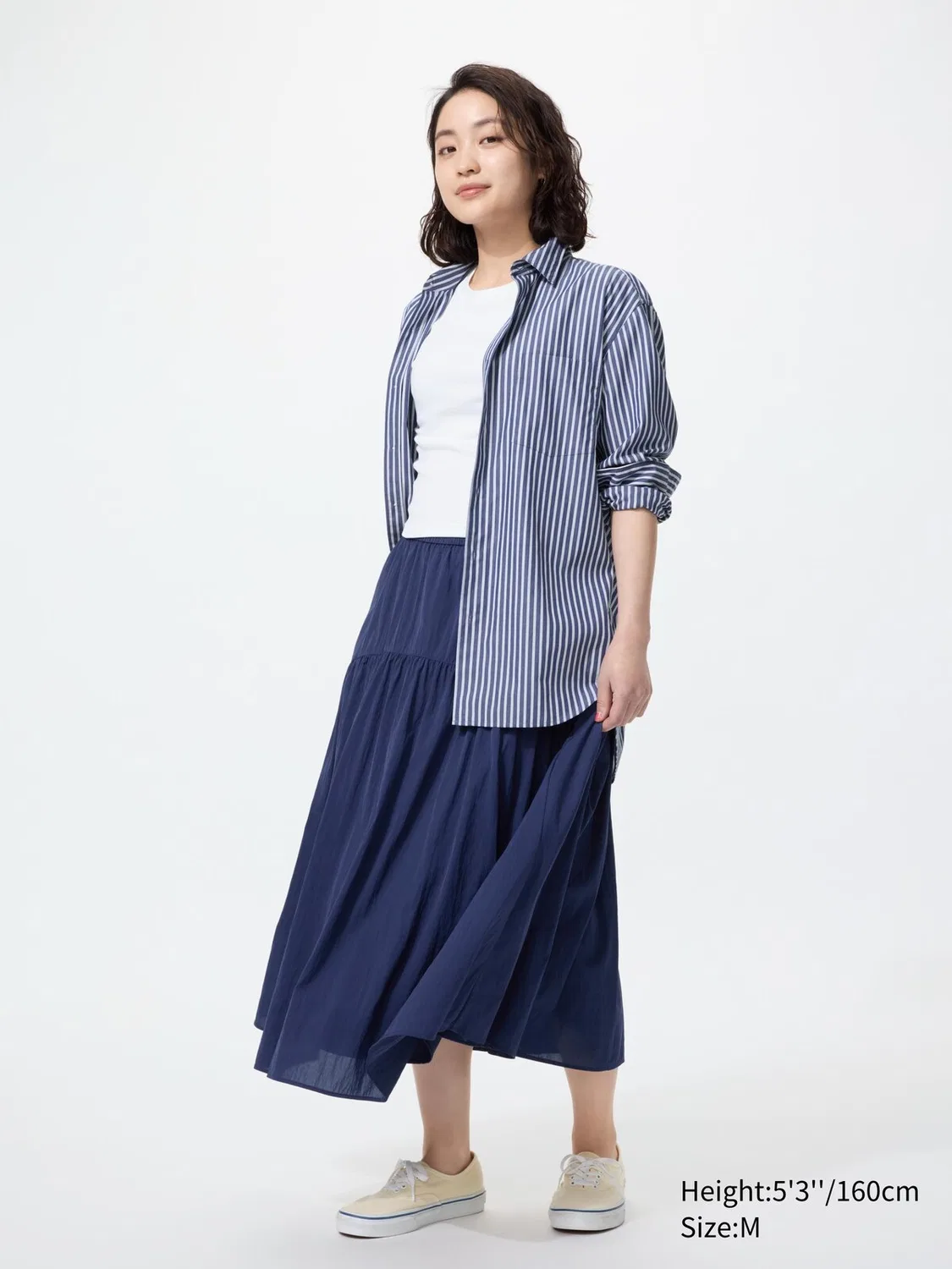 Юбка Uniqlo, со сборками, темно-синий
