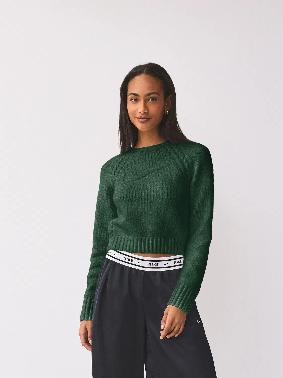 Свитер с кабельным узором Nike Fir Green Crew Neck Knit Jumper Nike, Fir Green
