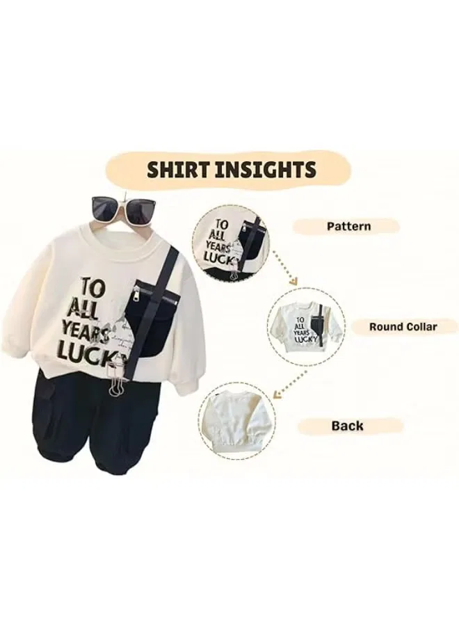 Комплект свитшот и джоггеры с принтом Lucky Design Miniimodz, белый — фото 3