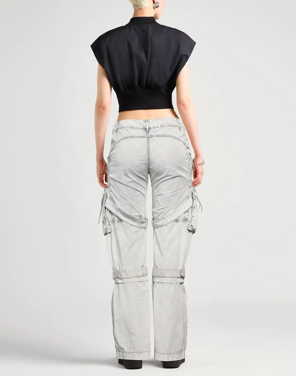 Женские джинсы-карго с завышенной талией Acne Studios, серый — фото 3