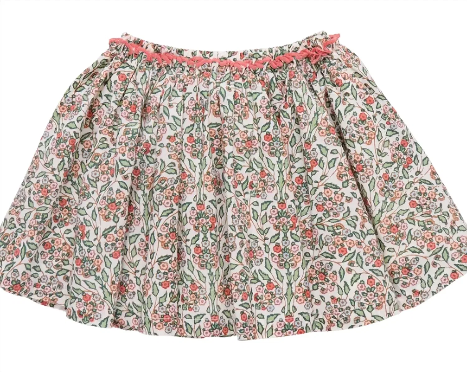 Детская юбка для девочек со сборками Gianna Pink Chicken, Cream/Floral