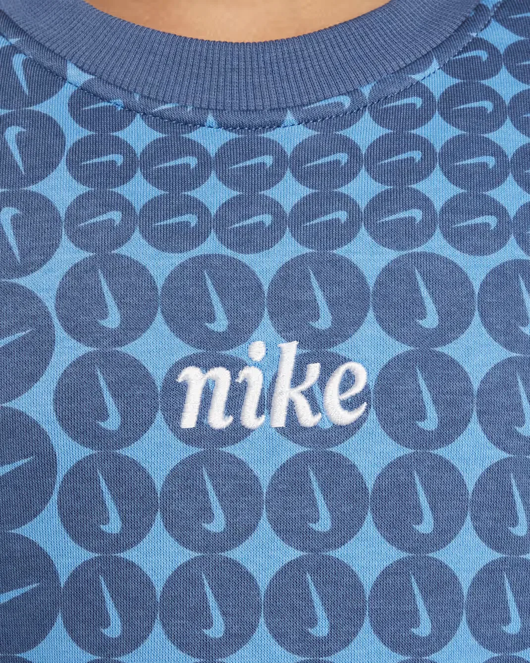 Детская толстовка оверсайз с круглым вырезом для девочек (подростков) Nike Sportswear Club Fleece, Diffused Blue/White — фото 4