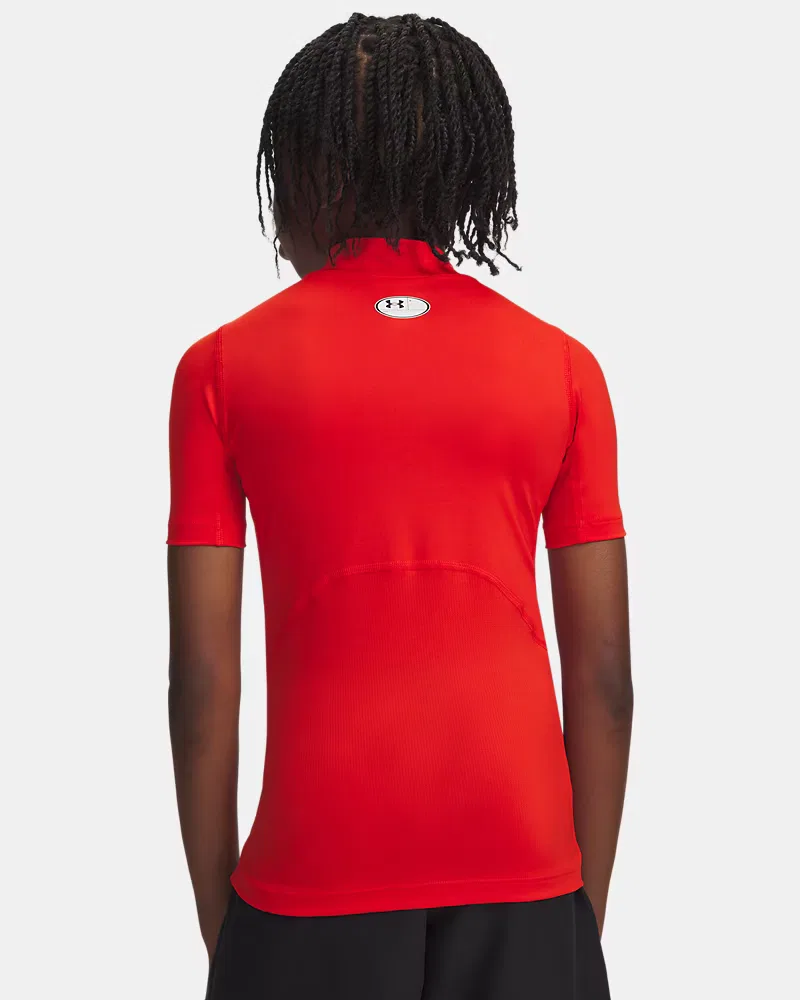 Футболка с коротким рукавом и высоким воротом HeatGear Mock UnderArmour, Anthem Red/White — фото 2