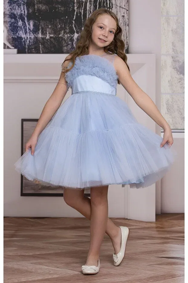 Детское платье для девочек из фатина Süslü Pink Kids, Babe Blue
