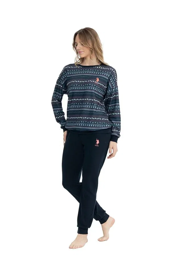 Женская пижама с этническим узором U.S. Polo Assn., Navy Blue — фото 2