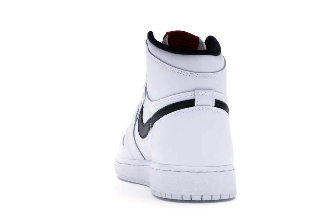 Детские кроссовки с перфорированной кожей Jordan 1 Retro High Yin Yang White, White/Black-White — фото 4