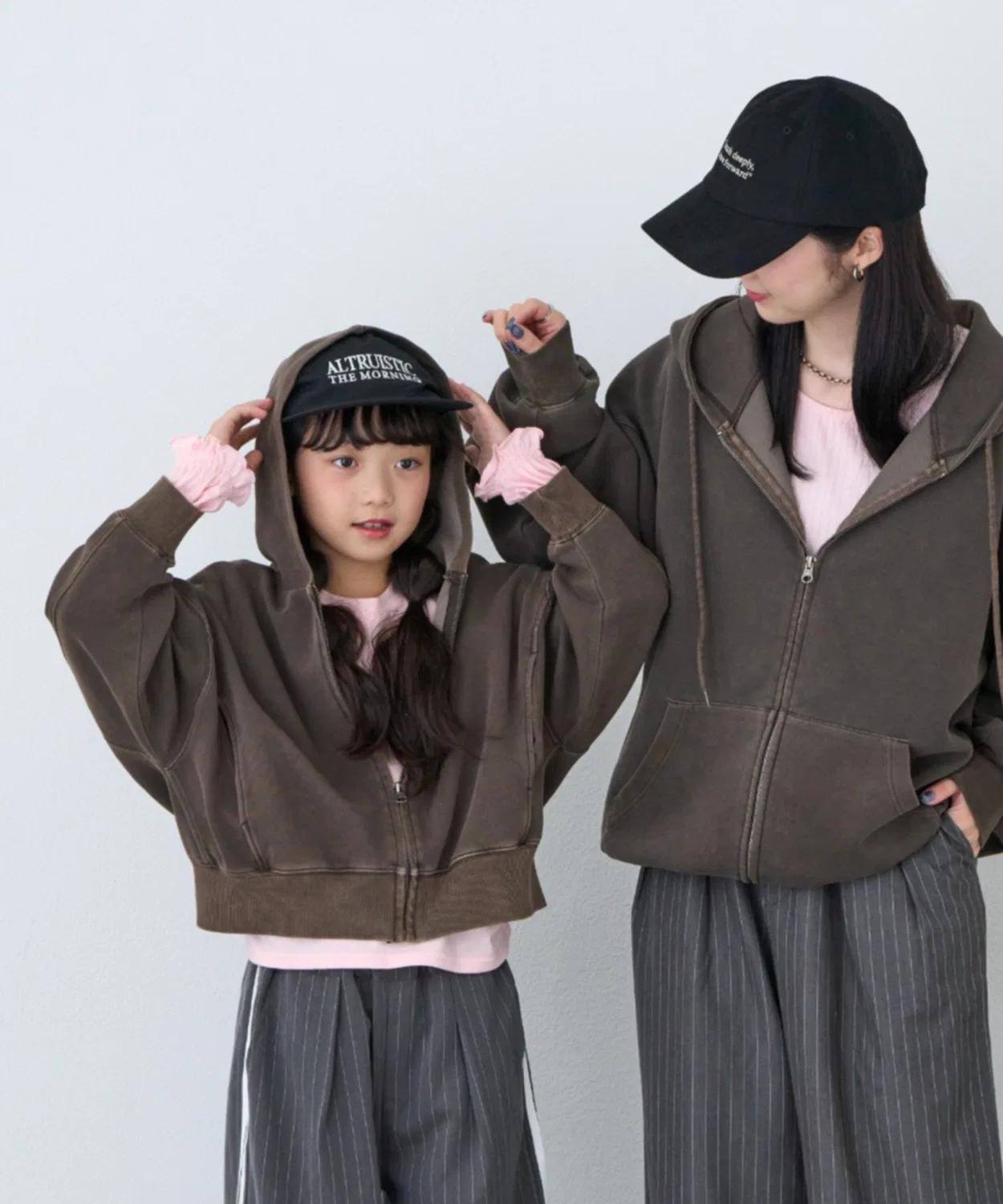 Детский пигментный худи из футера с длинным рукавом молнией, оверсайз, коричневый CIAOPANIC TYPY