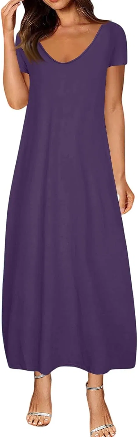 Женское платье-миди с V-образным вырезом Shift Dress, Purple