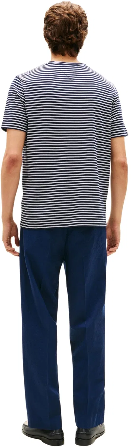 Мужская футболка с полосатым принтом Ess Seasonal Reg Fit Stripe Tee Tommy Hilfiger, Blue (Desert Sky / Ecru Stripe) — фото 2