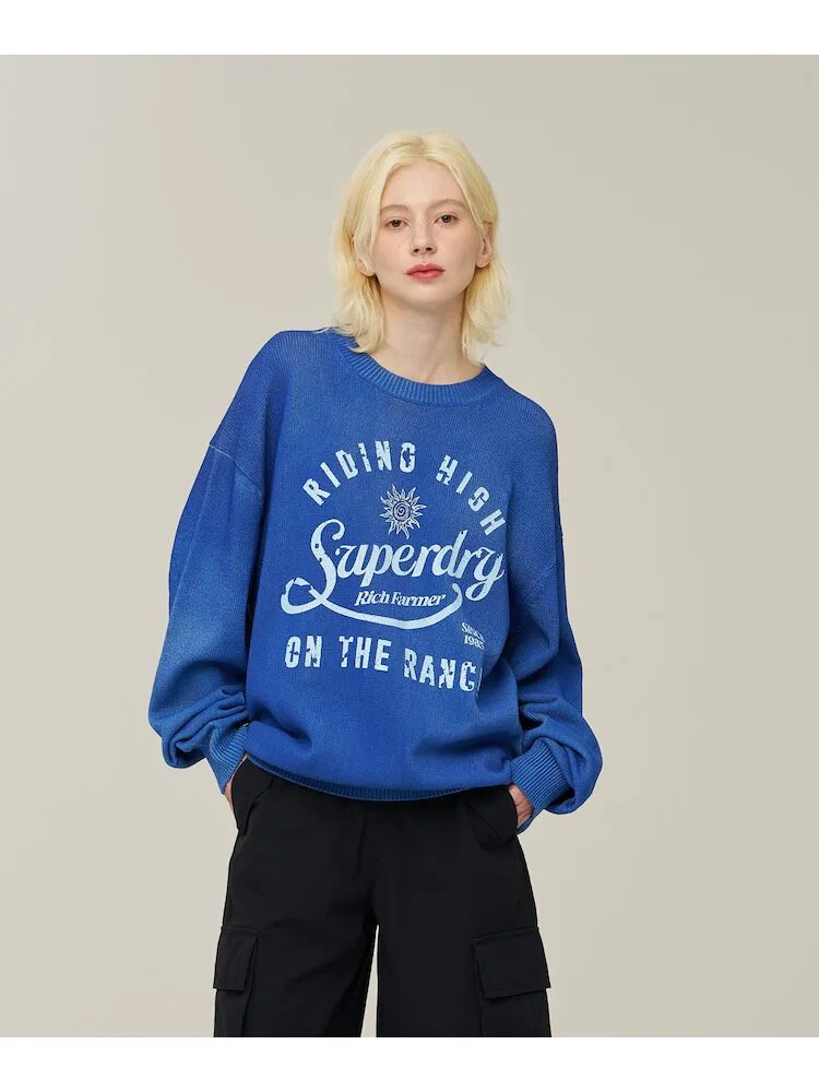 Свитер хлопковый из мягкого трикотажа SUPERDRY, Dark Blue