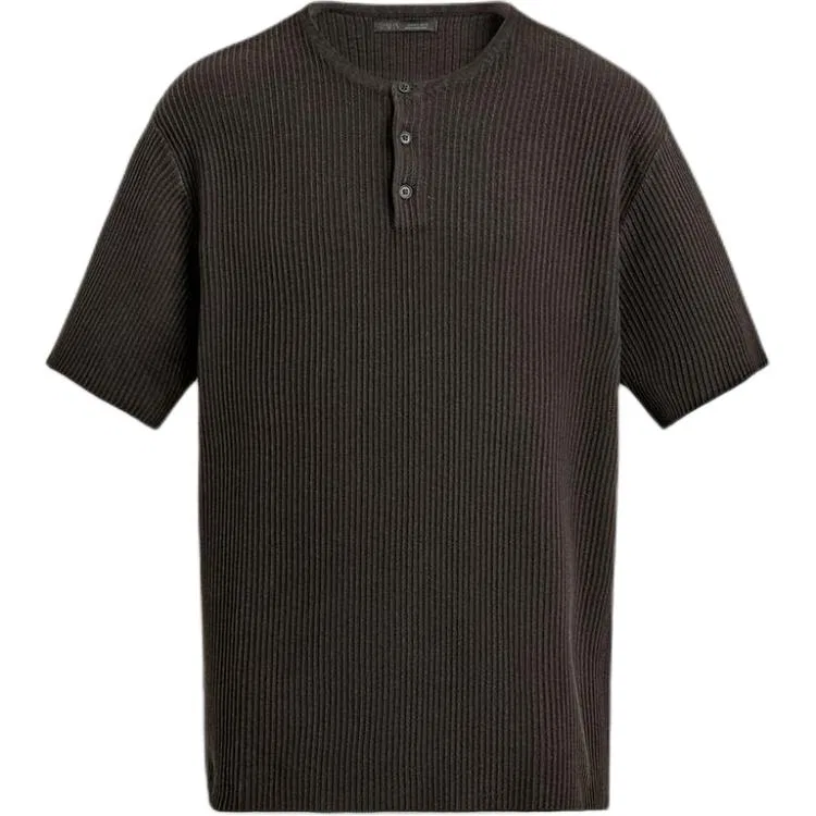 Мужская футболка с воротником-стойкой Henry Collar, ZARA, Black