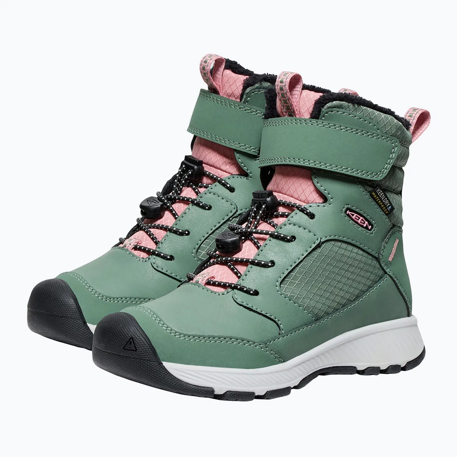 Детские зимние снегоботинки KEEN Skua Winter WP, Цвет Dunkelgrun / Rosa 909 — фото 2